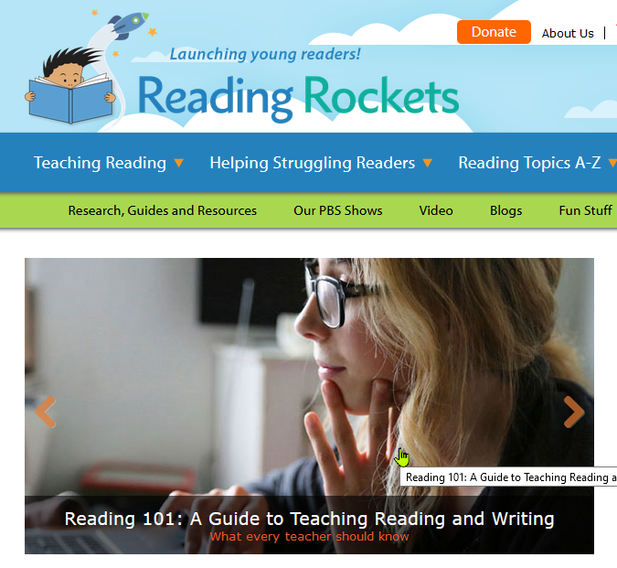 Reading Rockets - resources for teaching reading